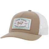 Hooey "Rank Stock" Ball Cap Tan/White With White/Turquoise Patch