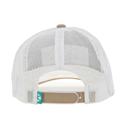 Hooey "Rank Stock" Ball Cap Tan/White With White/Turquoise Patch 2461T-TNWH