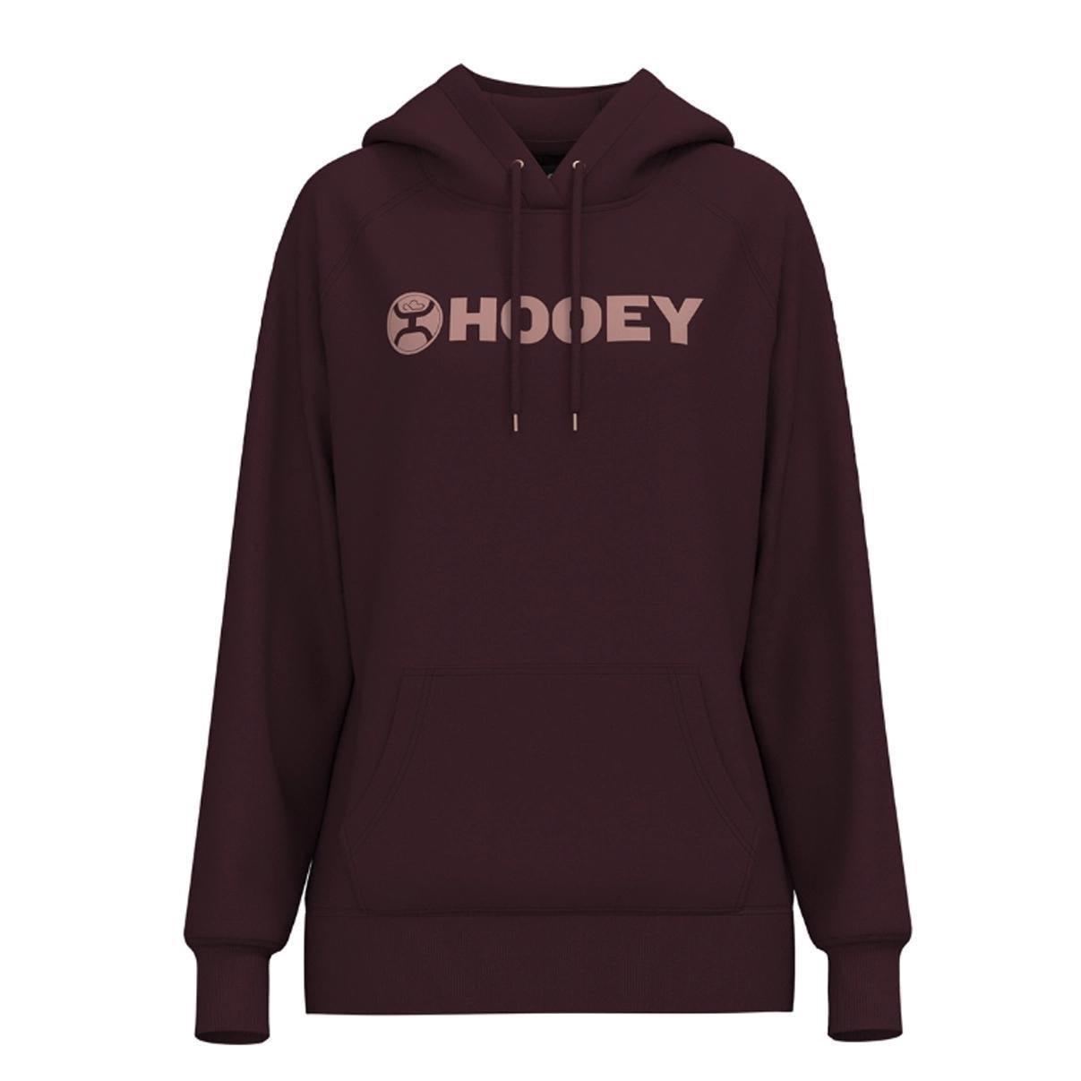 Hooey Women's Core Hoody with Pink Logo Across Chest Maroon HH1253MA