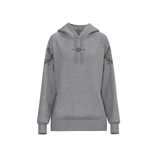 Hooey Women's Eldorado Hoodie Heather Grey w/ Black and Tan Aztec