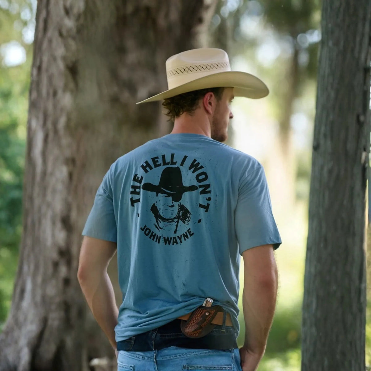 Hooey Men's John Wayne T-shirt Denim Blue
