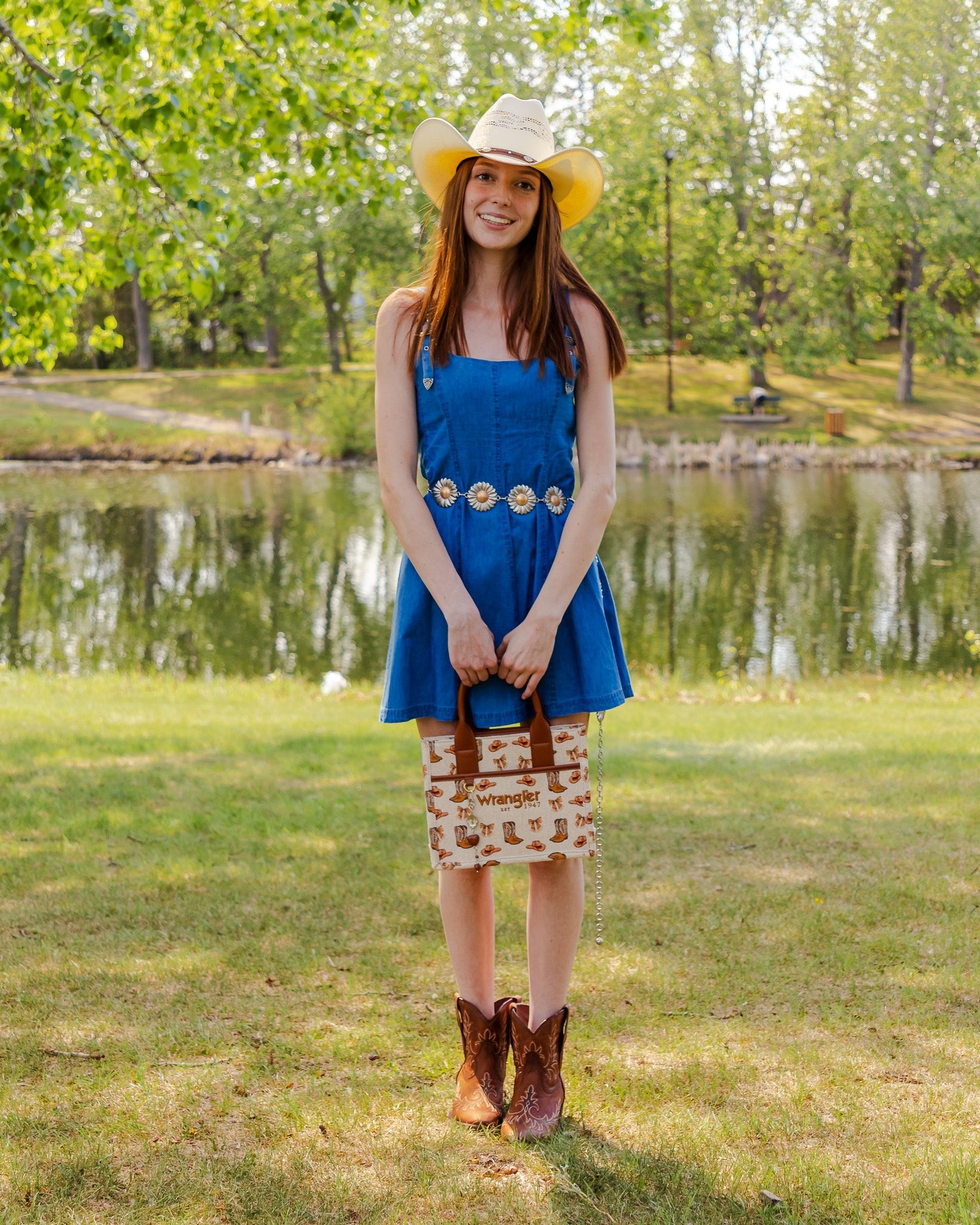 Rock & Roll Women's Buckle Flared Mini Denim Dress
