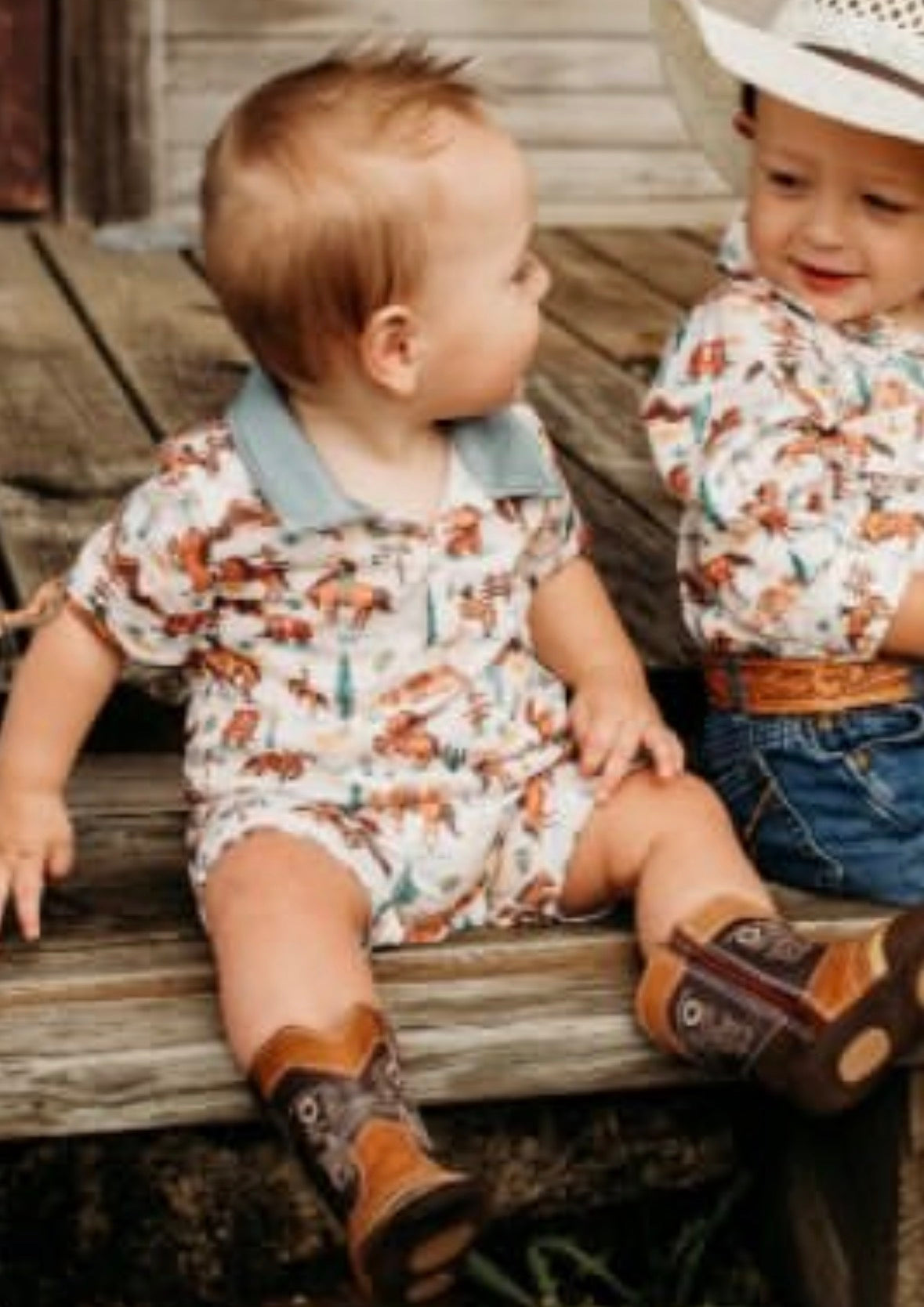 Shea Baby Boy's Riding West Romper weis-western-wear