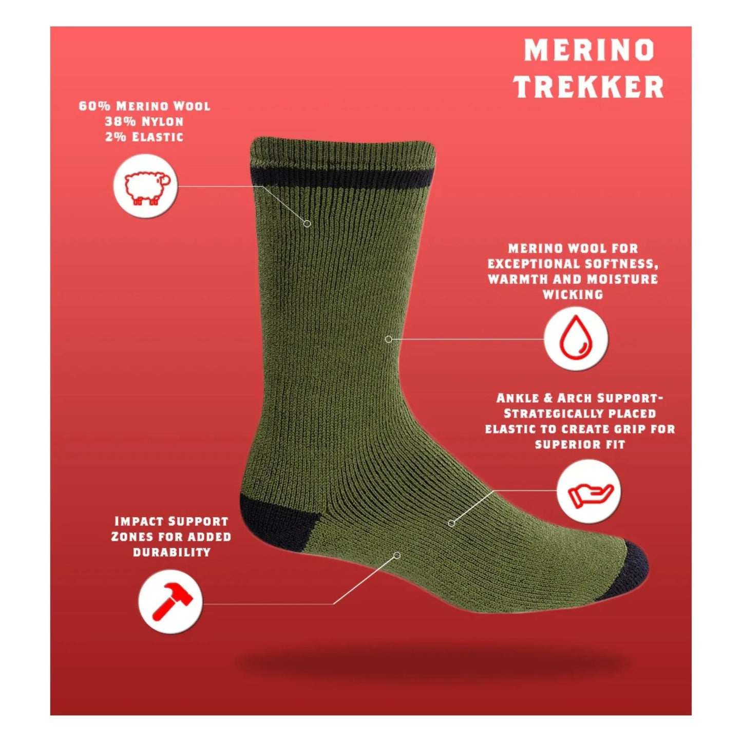 J.B. Field's Unisex Bootgear Merino Outdoors Thermal Boot Sock