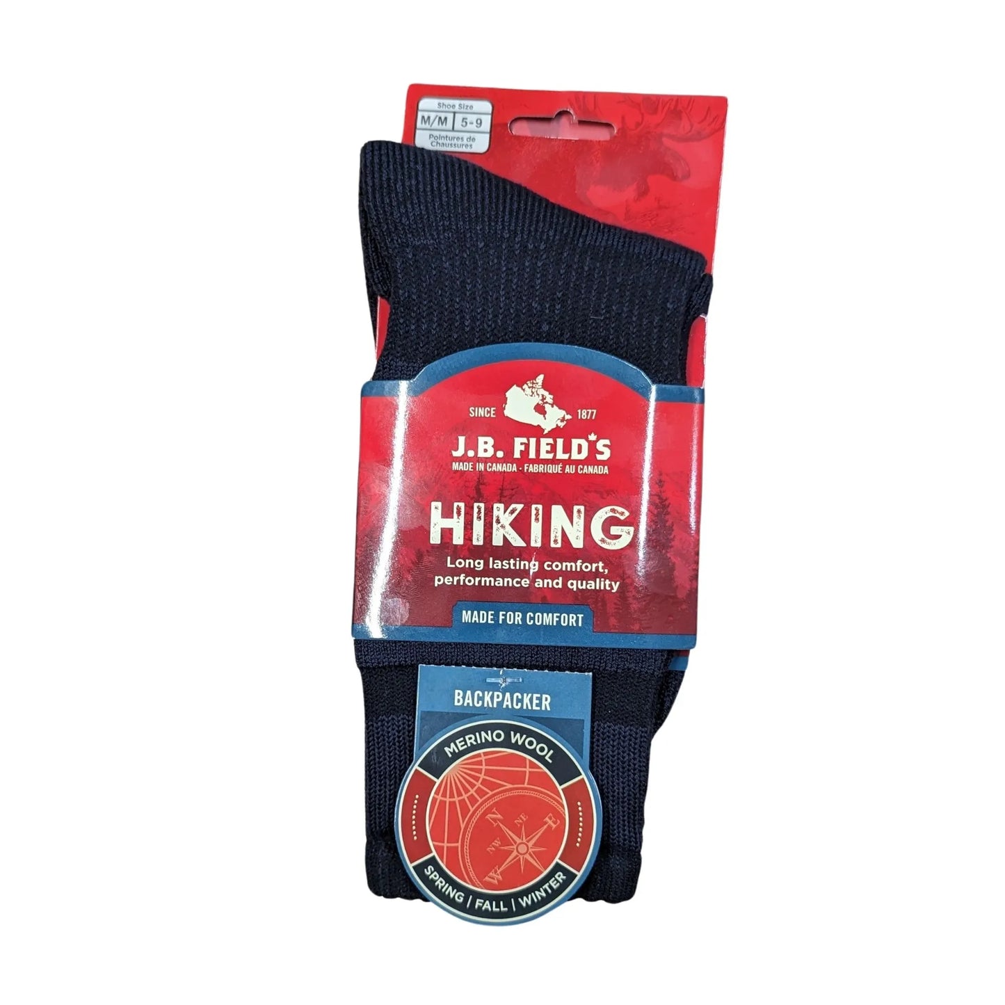 J.B. Field's Unisex Hiking Backpacker Marino Wool Socks weis-western-wear