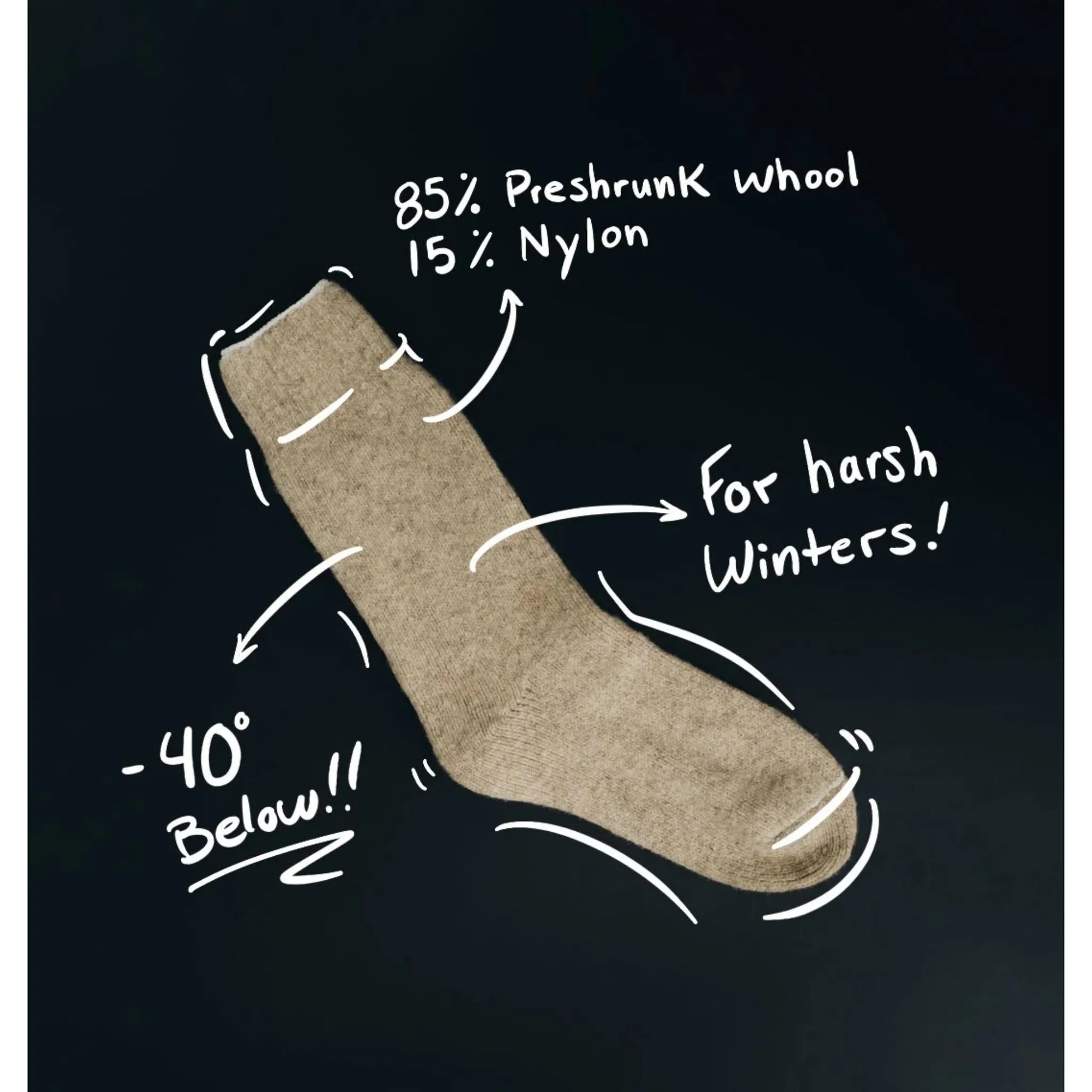 J.B. Field's Unisex Icelandic 40 Below Arctic Trail Wool Thermal Sock weis-western-wear