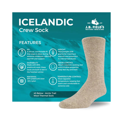 J.B. Field's Unisex Icelandic 40 Below Arctic Trail Wool Thermal Sock weis-western-wear