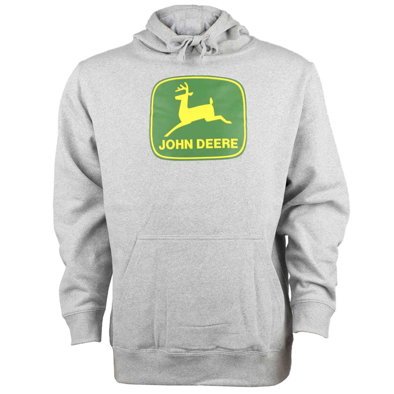 John Deere Men's Pull Over Fleece Grey Hoodie With Logo On Chest weis-western-wear
