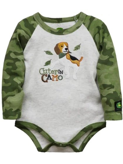 John Deere Boy’s Infant & Toddler Puppy Camo Onesie J4B119JN