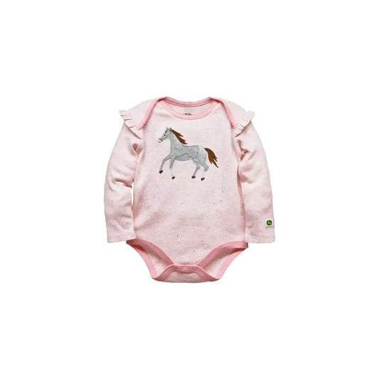 John Deere Infant & Toddler Onesie Pony Glitter J2B464PN - John Deere