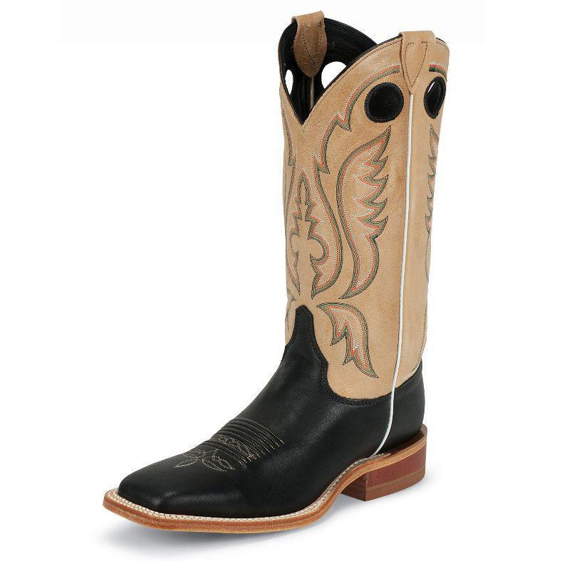Justin Men's Bent Rail Collection Black Burnished Calf Vamp 13" Toast Tumbleweed Upper Cowboy Boot weis-western-wear
