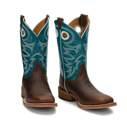 Justin Men's Boots Bent Rail Caddo Square Toe Western BootsDeep Teal BR742