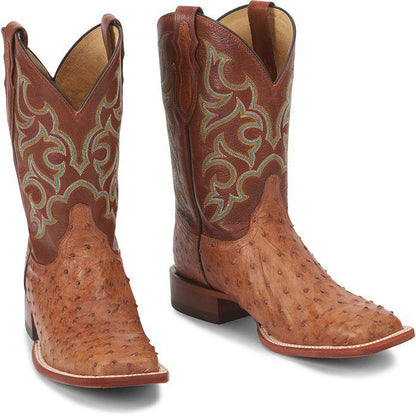 Justin Men's Cowboy Boots 11" Ostrich "Truman" Cognac 8516