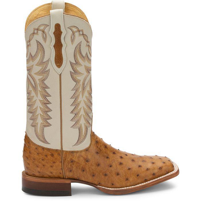 Justin Men's Cowboy Boots 13" Ostrich "Pascoe" Antique Saddle (Tan) 8094