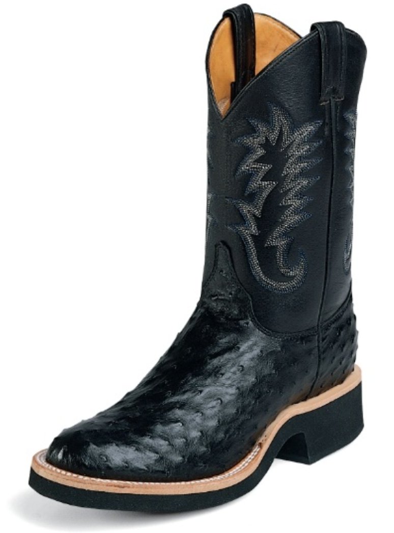 Justin Men's Cowboy Boots Exotic Ostrich 11" Round Toe