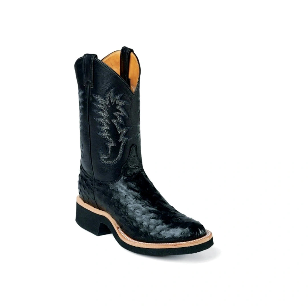 Black ostrich boots best sale