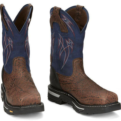 Justin Men's Frontline Hiviz 11” Waterproof Nano Composite Toe Blue Top