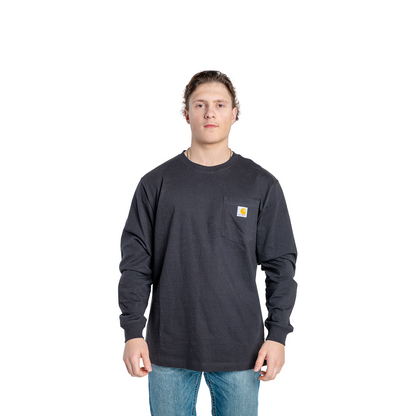 Carhartt Men's Loose Fit Heavyweight Black Long Sleeve Pocket T-Shirt