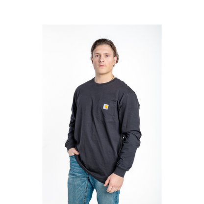 Carhartt Men's Loose Fit Heavyweight Black Long Sleeve Pocket T-Shirt