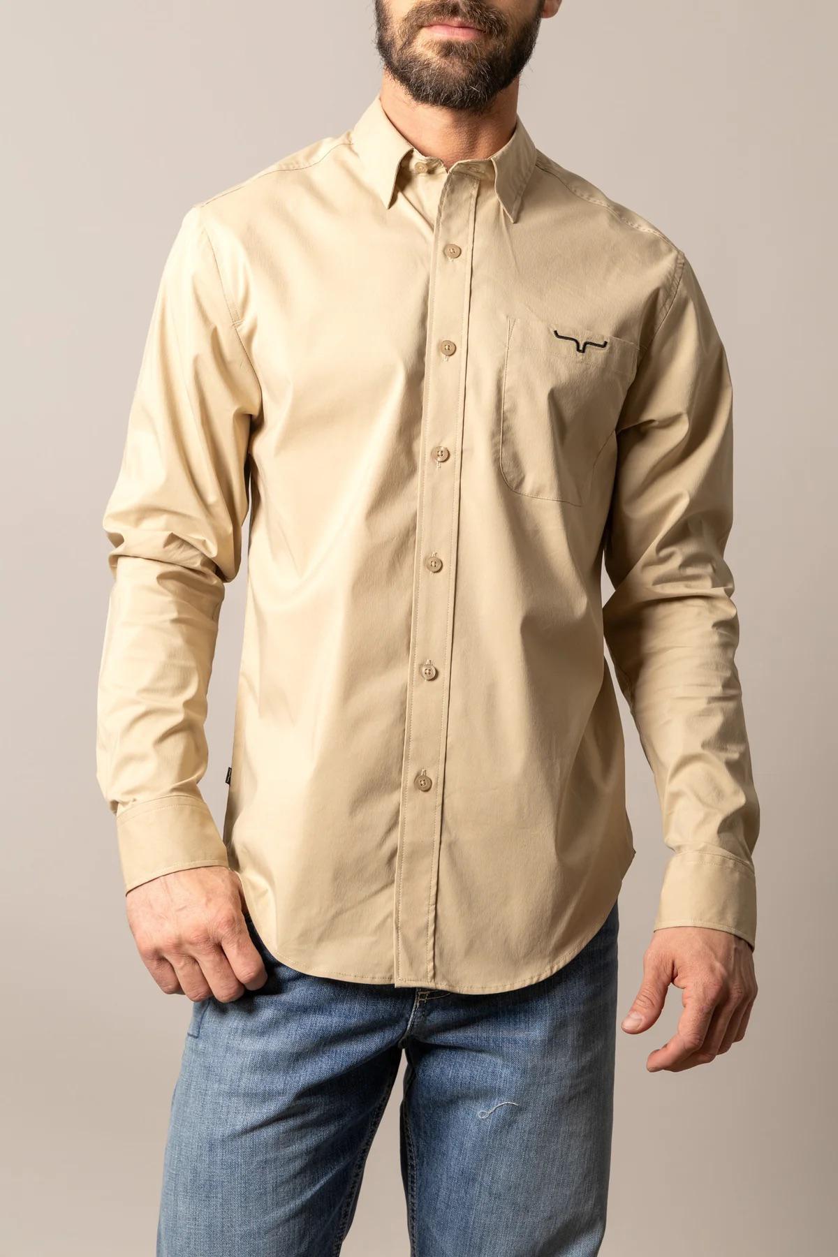Kimes Ranch Men's KR Team Dress Shirt- Khaki weis-western-wear