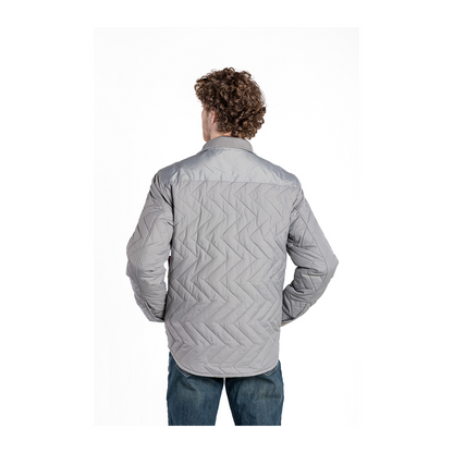 Kimes Ranch Skink quilted nylon jacket in Navy, side profile view with stand-up collar.