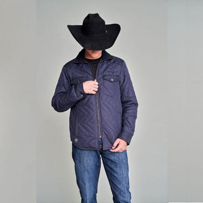 Kimes Ranch Skink quilted jacket in Sage Green, back view highlighting the shoulder yokes.