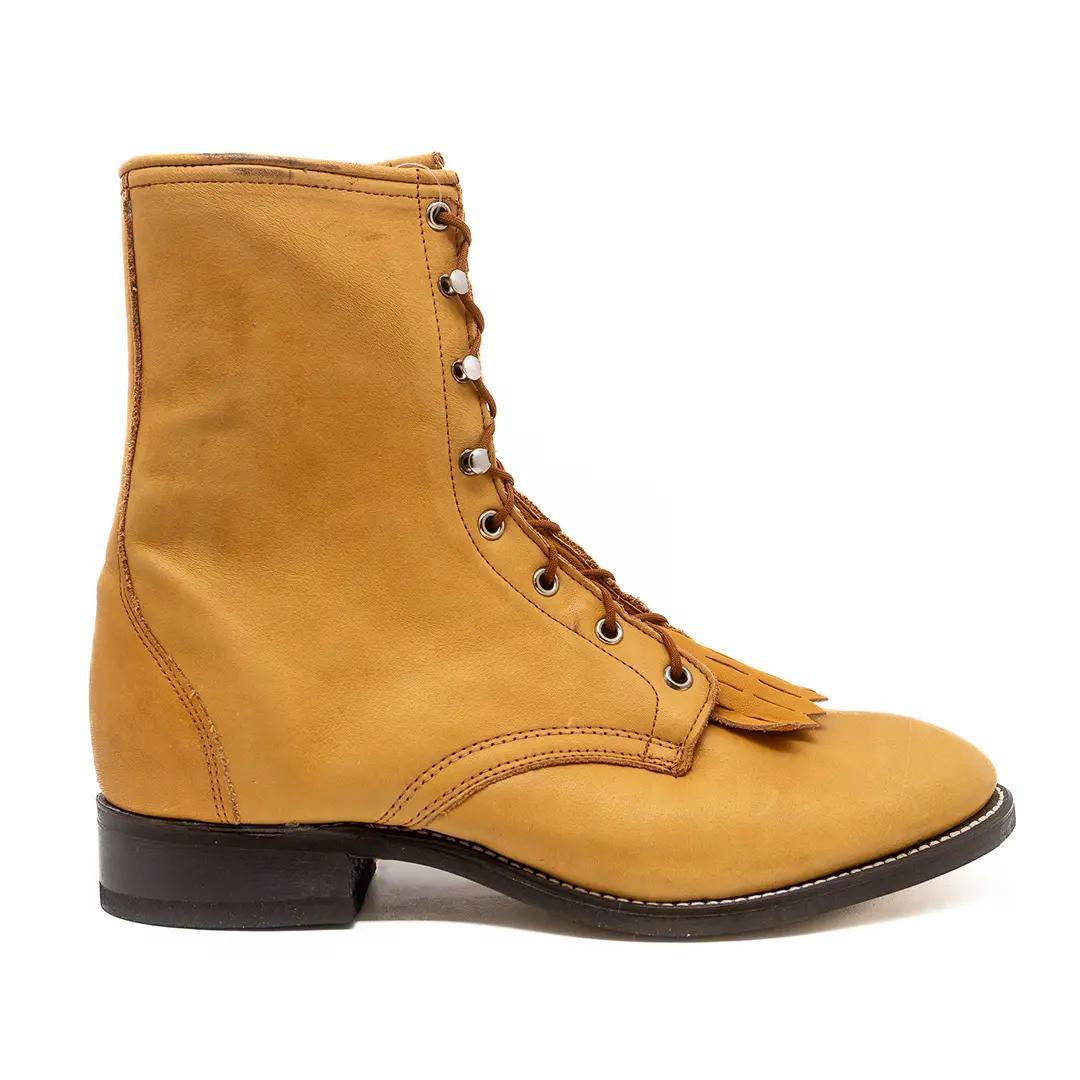 Laredo Men's "Lemon" Tassel Deerskin Lace-Up Roper Boots - Clearance