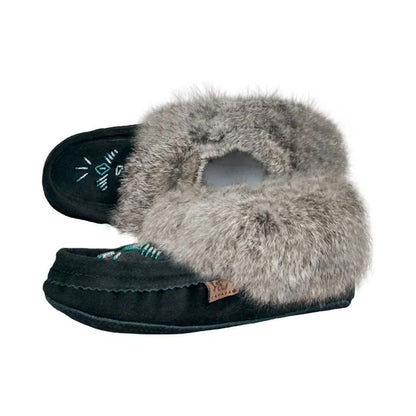 Laurentian Chief Women's Orlon Beaded Slipper with Fur Trim and Padded Sole weis-western-wear