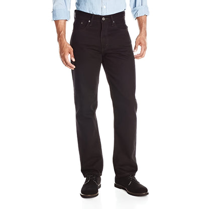 Levi’s 516 slim straight leg men’s jean in black denim, full-length front view.