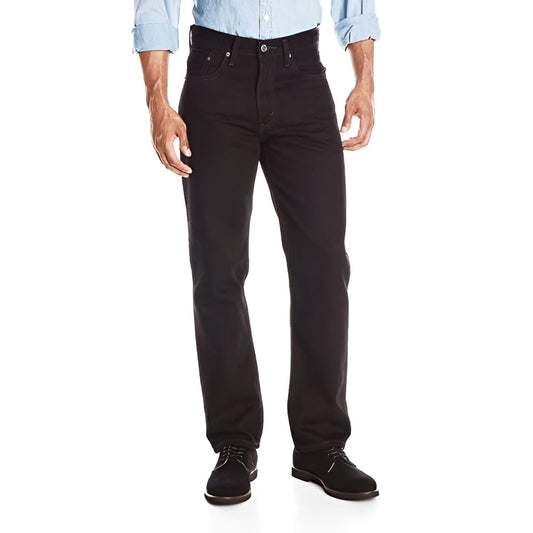 Levi’s 516 slim straight leg men’s jean in black denim, full-length front view.