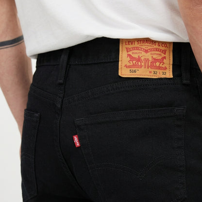 Levi’s 516 slim straight leg men’s jean showing classic back pockets and Levi’s leather patch.