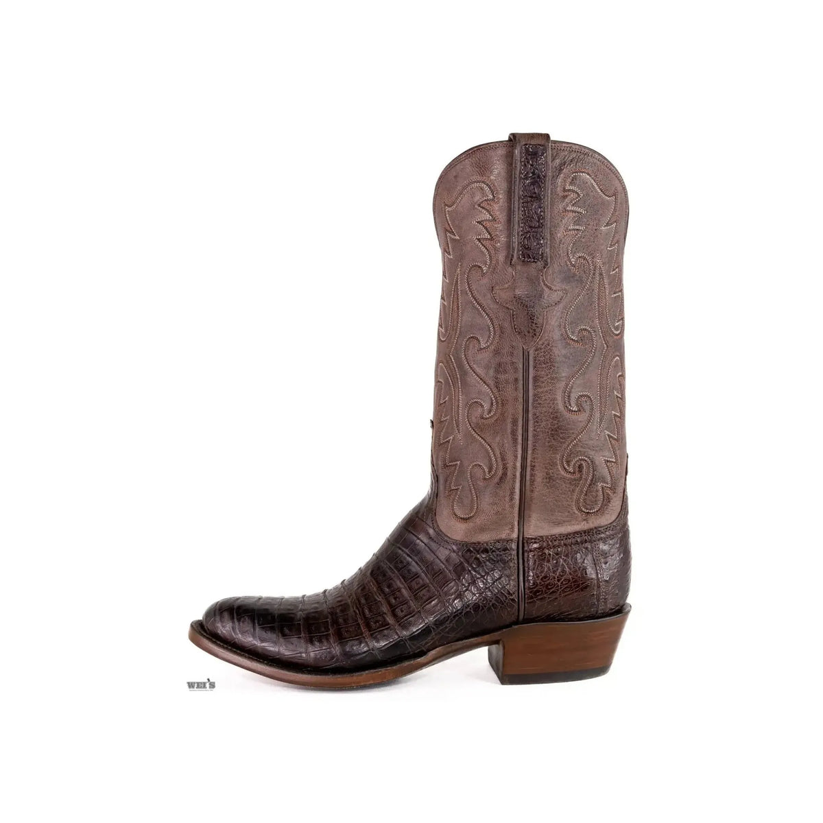 Lucchese Men's Cowboy Boots Exotic Caiman Walking Heel, Round Toe