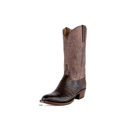 Lucchese Men's Cowboy Boots Exotic Caiman Walking Heel, Round Toe