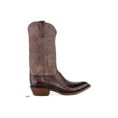 Lucchese Men's Cowboy Boots Exotic Caiman Walking Heel, Round Toe