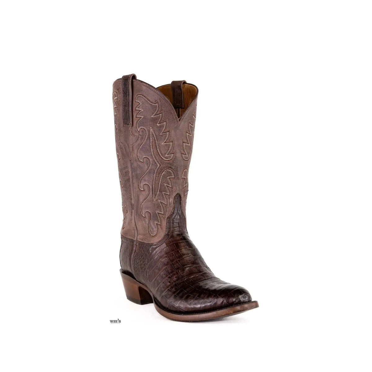 Lucchese Men's Cowboy Boots Exotic Caiman Walking Heel, Round Toe