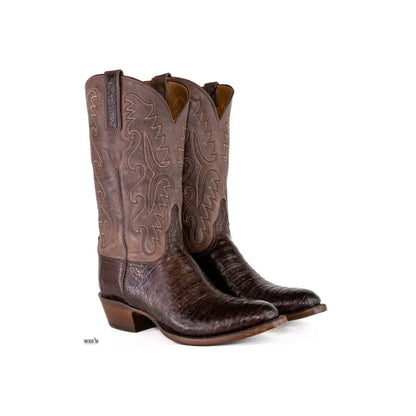 Lucchese Men's Cowboy Boots Exotic Caiman Walking Heel, Round Toe
