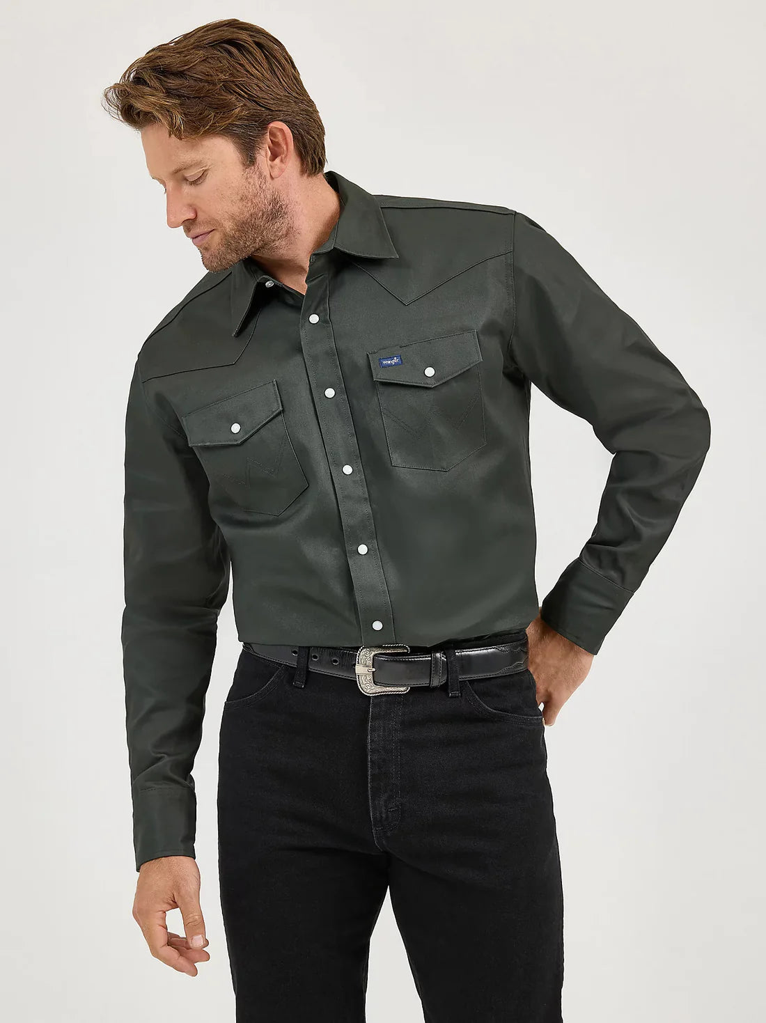 Wrangler Cowboy Cut Firm Finish Twill Western Snap Work Shirt weis-western-wear