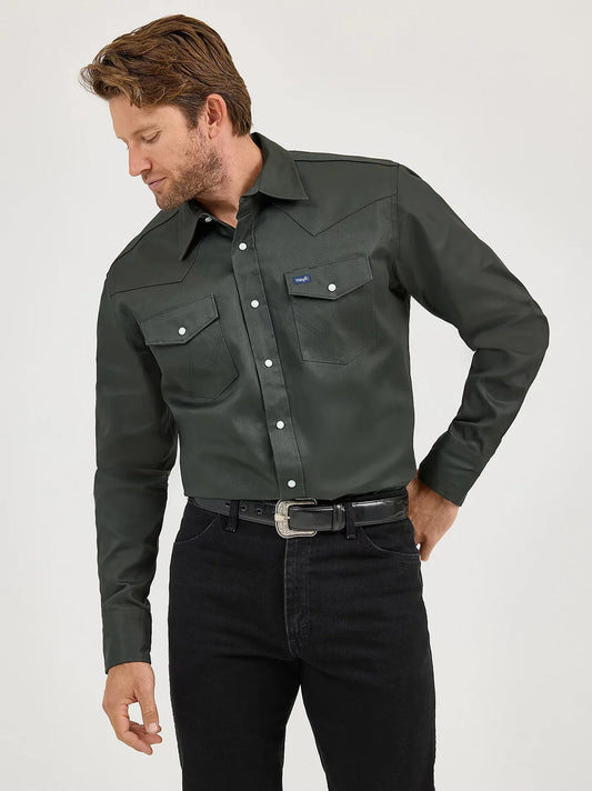 Wrangler Cowboy Cut Firm Finish Twill Western Snap Work Shirt weis-western-wear