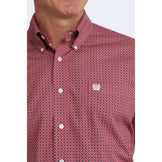 Cinch Men's Pink Geometric Print Button Down