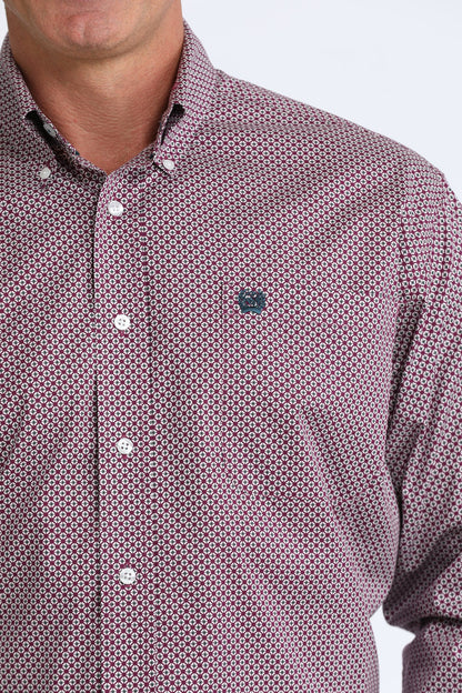 Cinch Men's Purple Geo Print Button Down
