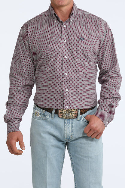 Cinch Men's Purple Geo Print Button Down