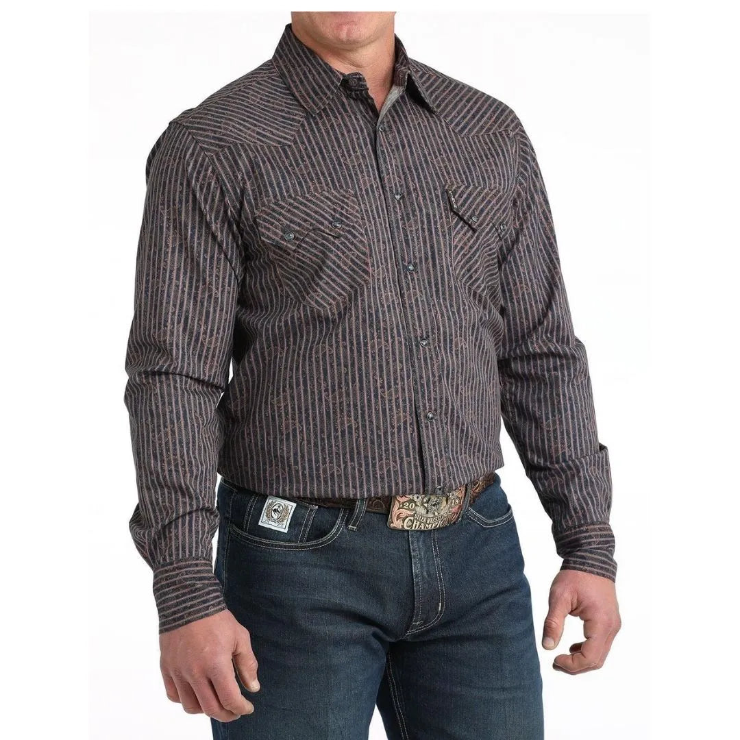 Cinch Men's Modern Fit Navy Paisley Snap Western Shirt