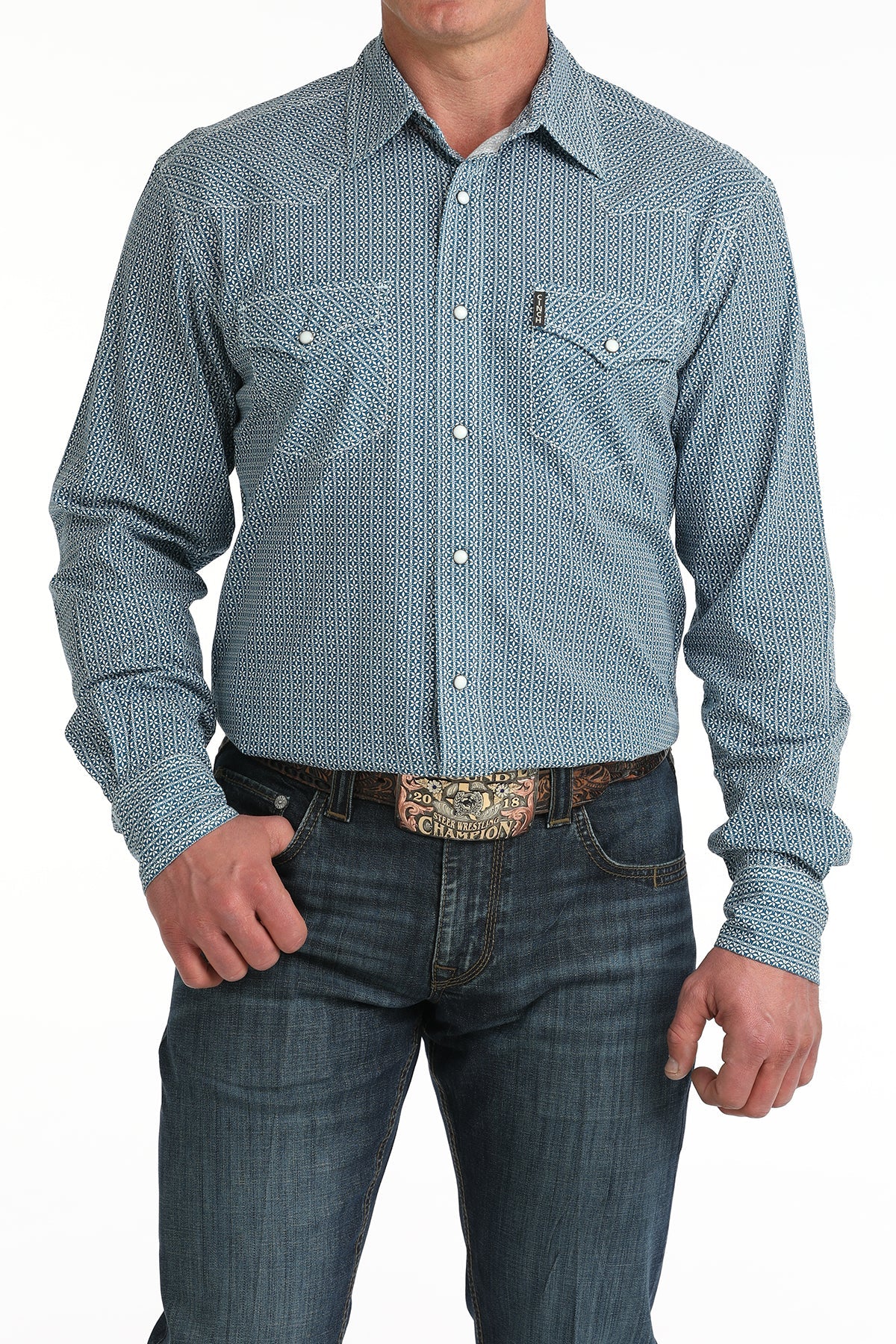 Cinch Men's Blue Printed Modern Fit weis-western-wear