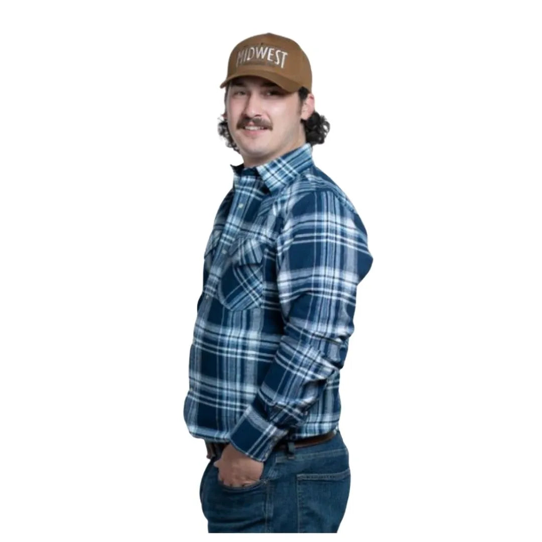 MWG Apparel Men's Flannel Plaid Snap Shirt - Navy weis-western-wear
