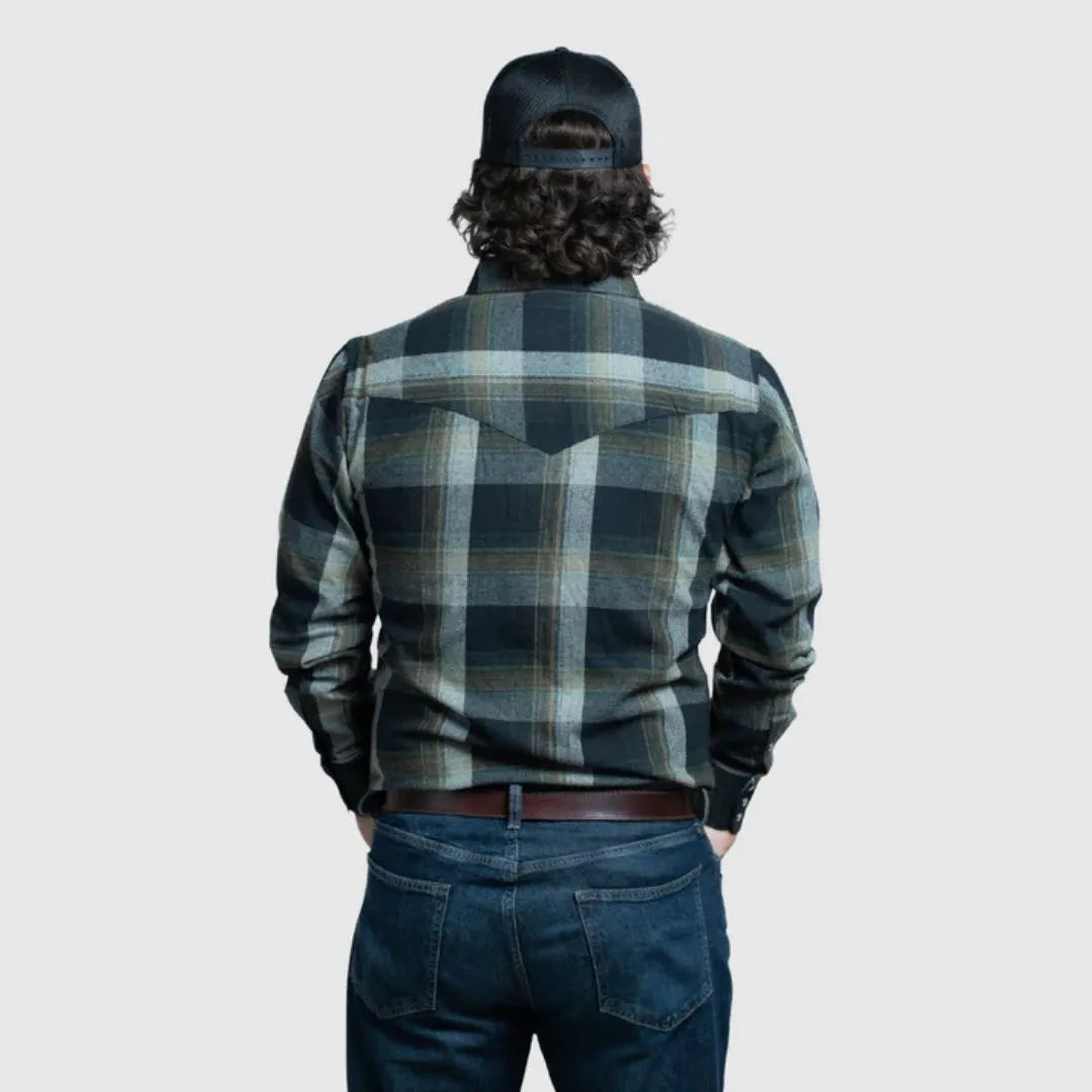 MWG Apparel Men's Flannel Plaid Western Long Sleeve Snap Shirt - Olive weis-western-wear