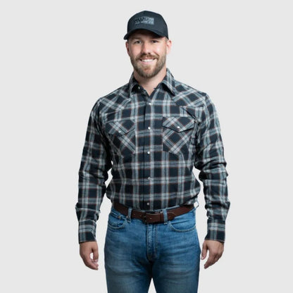 MWG Apparel Men's Flannel Plaid Western Long Sleeve Snap Shirt - Stone weis-western-wear
