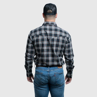 MWG Apparel Men's Flannel Plaid Western Long Sleeve Snap Shirt - Stone weis-western-wear