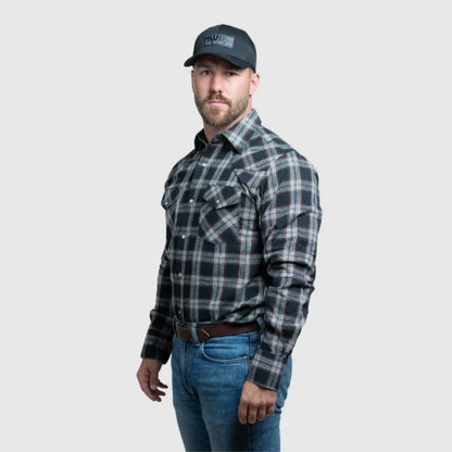 MWG Apparel Men's Flannel Plaid Western Long Sleeve Snap Shirt - Stone weis-western-wear