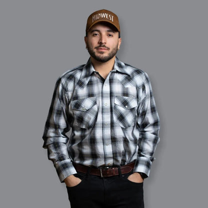 MWG Apparel Men's Long sleeves shirt - Black/Grey weis-western-wear