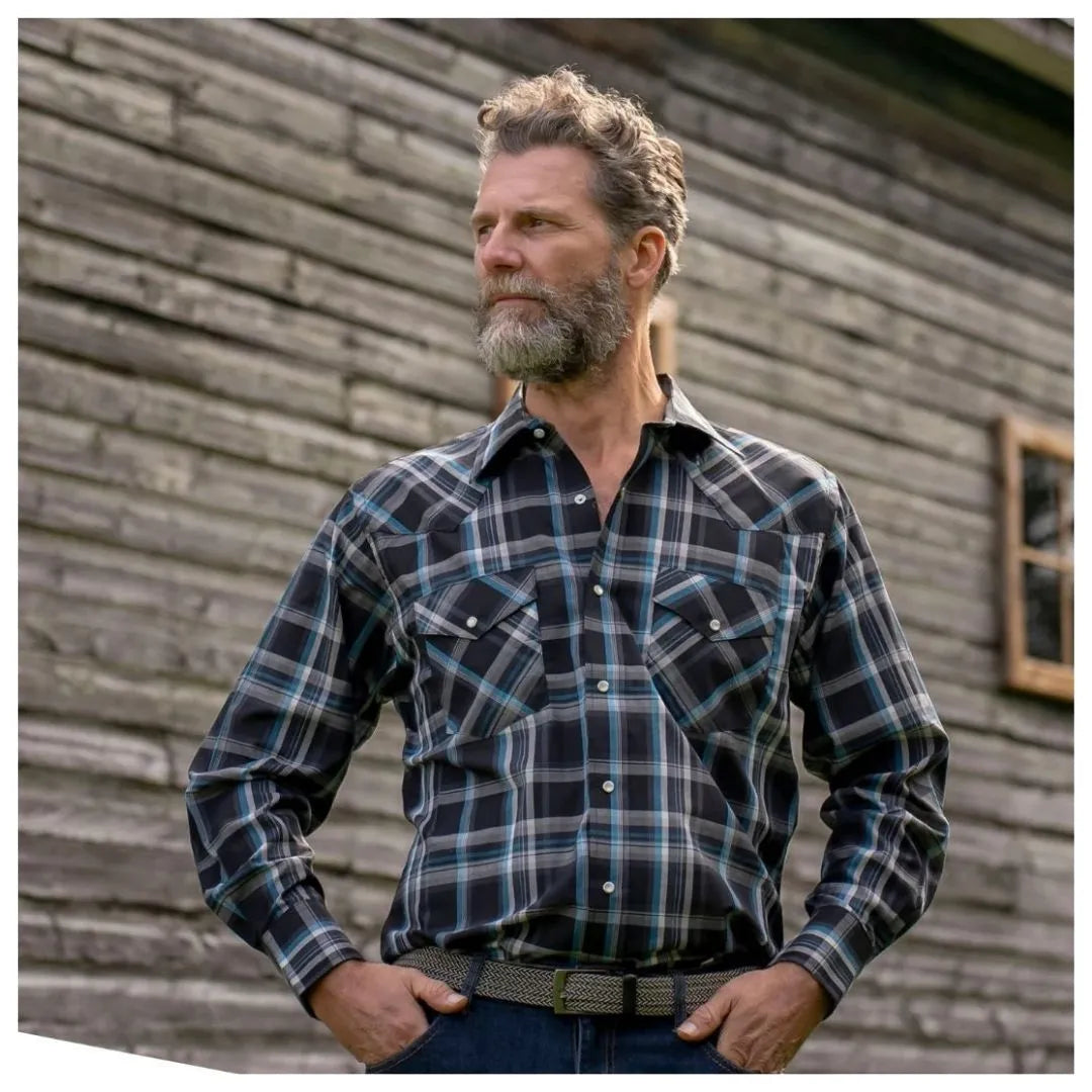 MWG Apparel Men's Snap Plaid Shirt - Black weis-western-wear